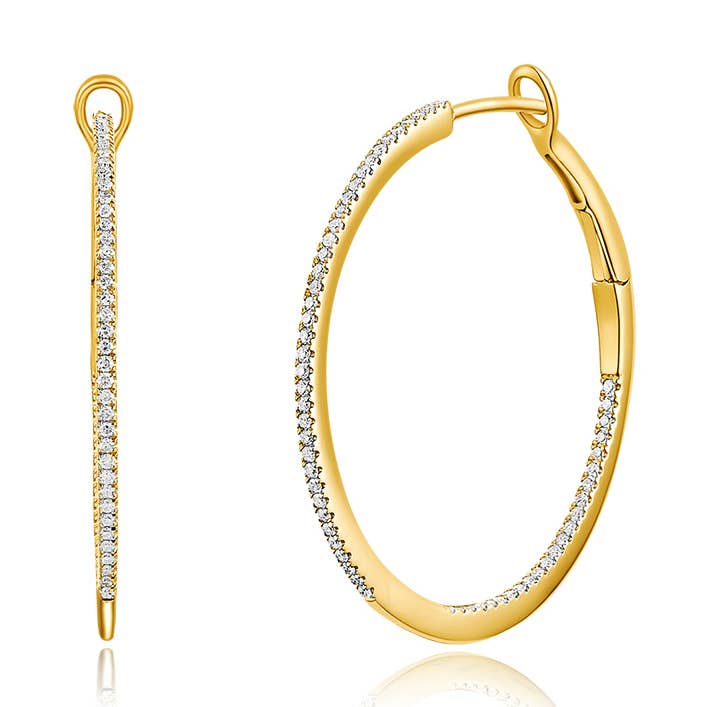 Creol Rund med diamanter 30 mm, 18 K guld for engroshandel hos Leaf Jewelry