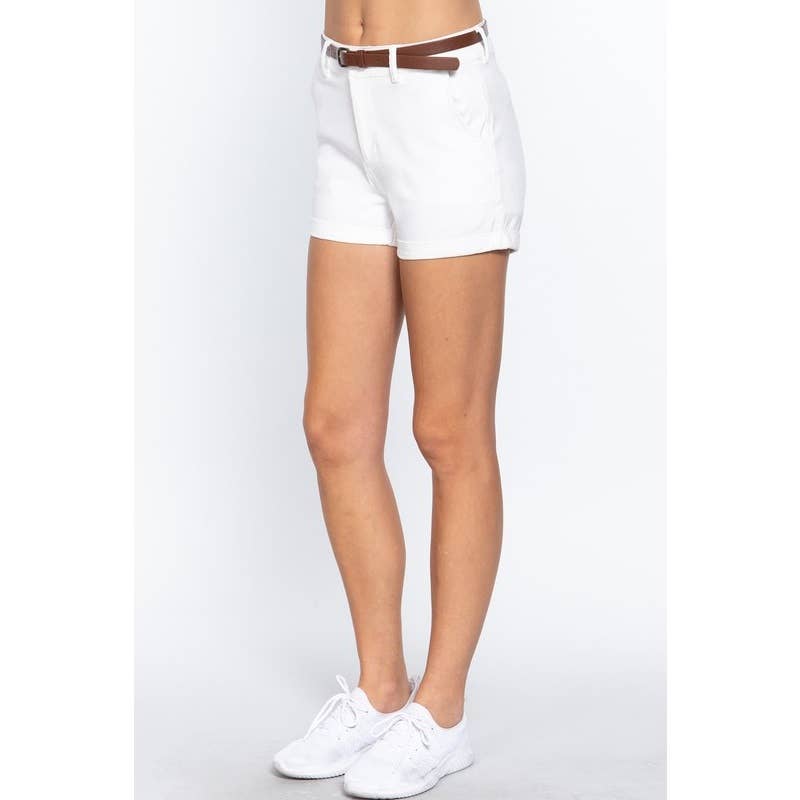 Paperdoll - Wholesale Shorts - Women's - COTTON-SPAN TWILL BELTED SHORT PANTS 10