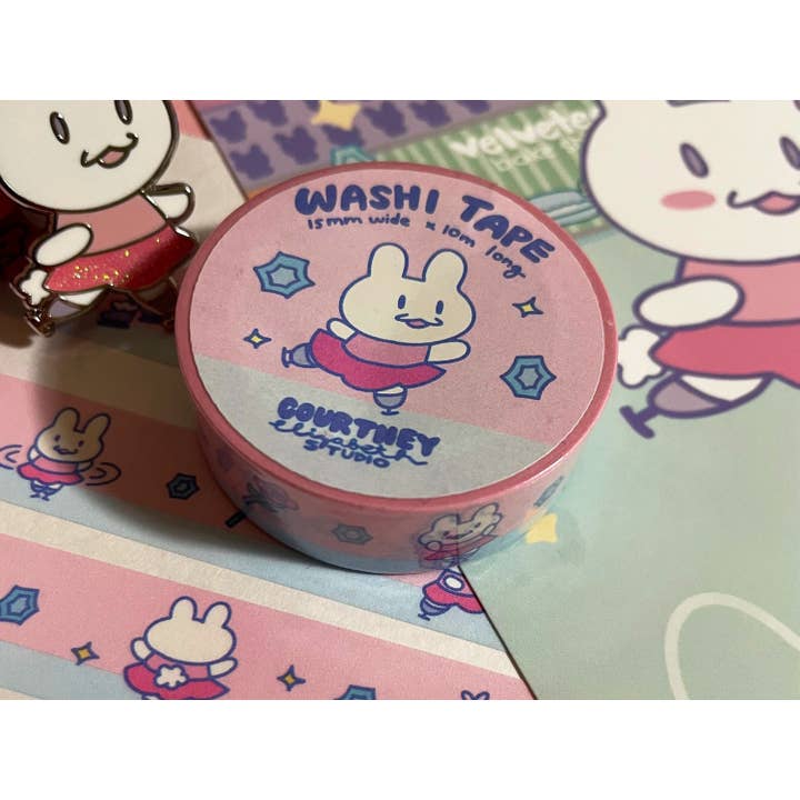 Courtney Elizabeth Studio - Wholesale Washi Tape - Gizmo Figure Skating Bunny Washi Tape - Rabbit On Ice1