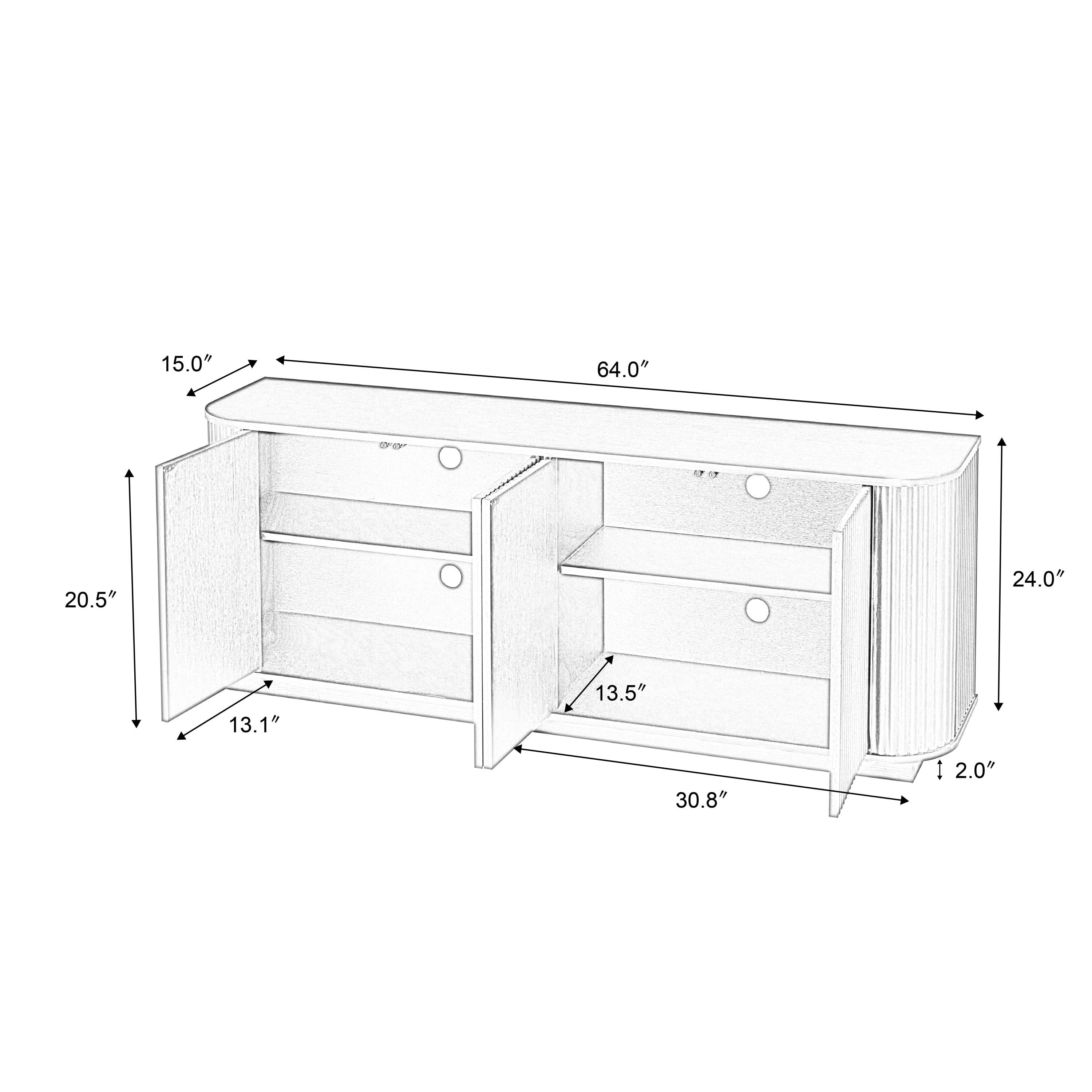 39F Inc. - Wholesale Cabinet - 64''Wave Pattern Sideboard Storage Cabinet TV Stand,3 Colors2