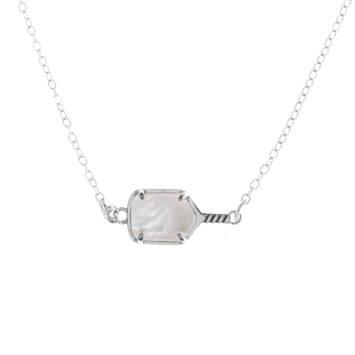 Born to Rally - Wholesale Pendant/Charm Necklace - Pickleball Mother of Pearl Connector Necklace- Pick Color1