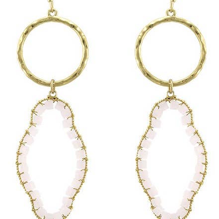 Earrings - Blush Beaded W Ring & Chain for wholesale by Flirt Jewelry