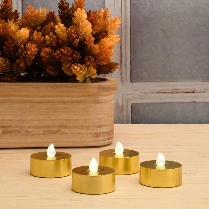 LumaBase - Wholesale Flameless Candle - Extra Large Battery Operated Tea Lights - Gold2