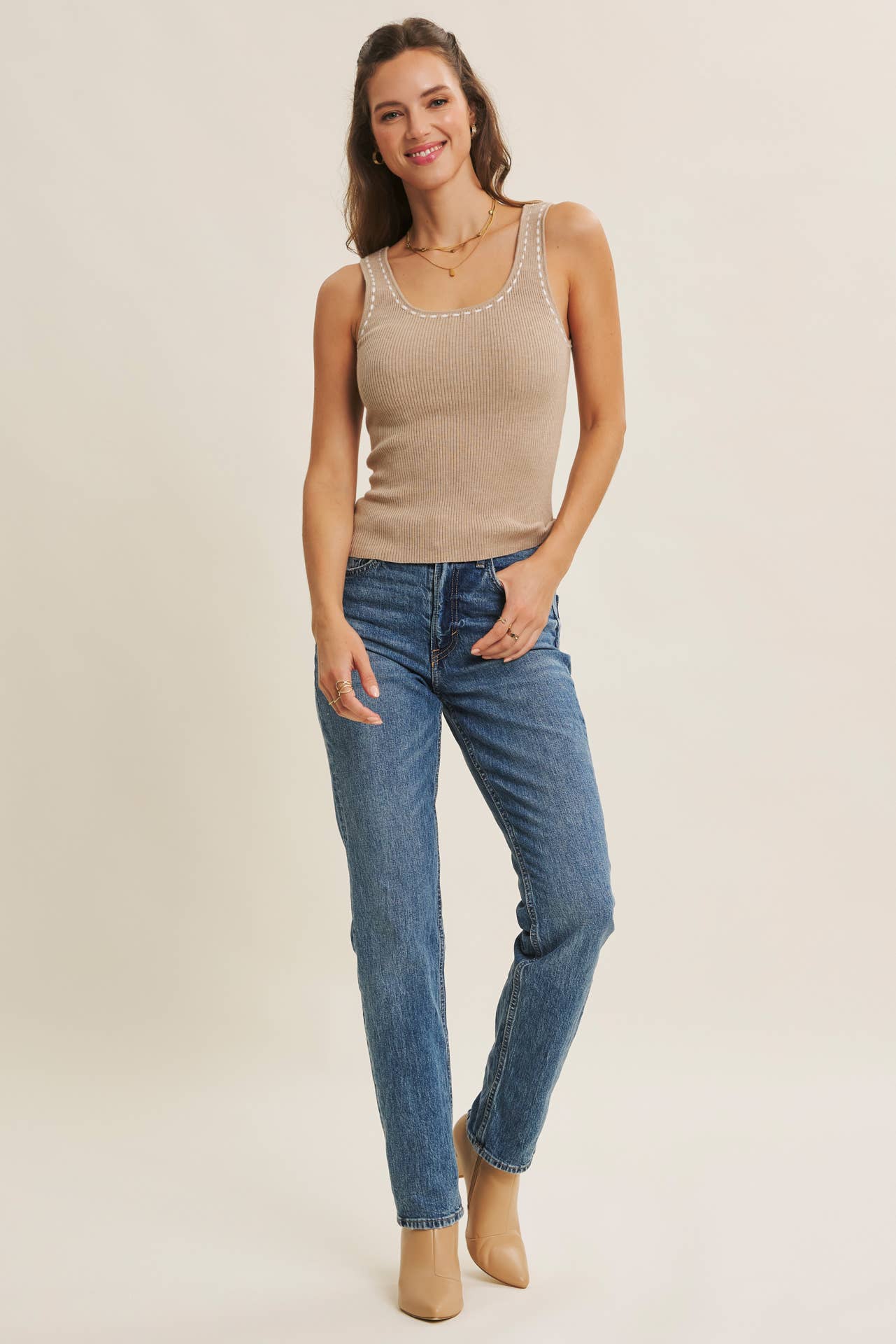 in february - Wholesale Knit Sweater - Women's - EVERYDAY SOFT CONTRAST STITCH LUXE SWEATER TANK7