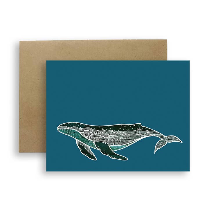Humpback Whale Greeting Card for wholesale by Red Umbrella Designs