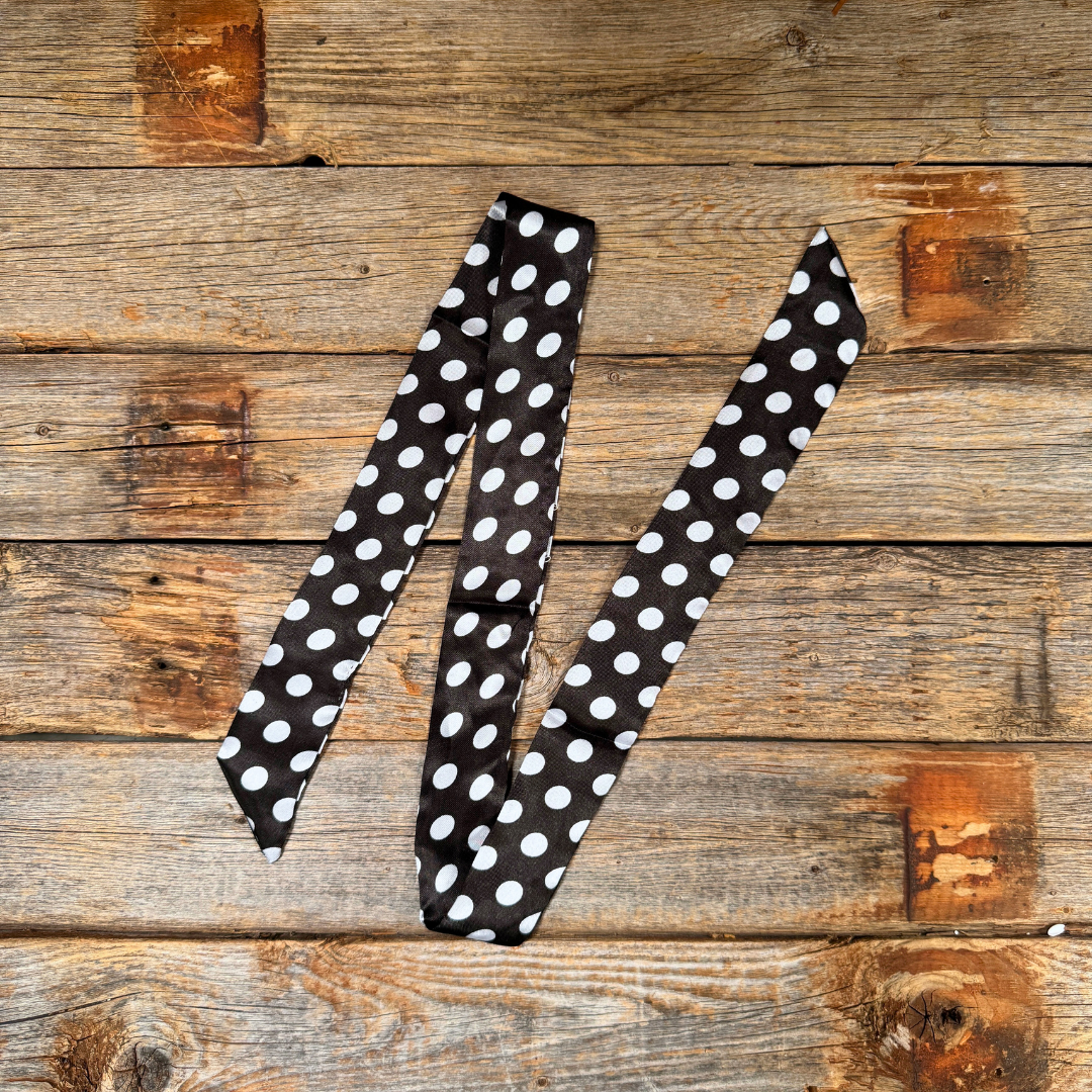 Rodeo Drive - Wholesale Scarf - Unisex - Black and White Western Skinny Mini Wild Rag Scarf / Cowgirl Necktie #TW3313