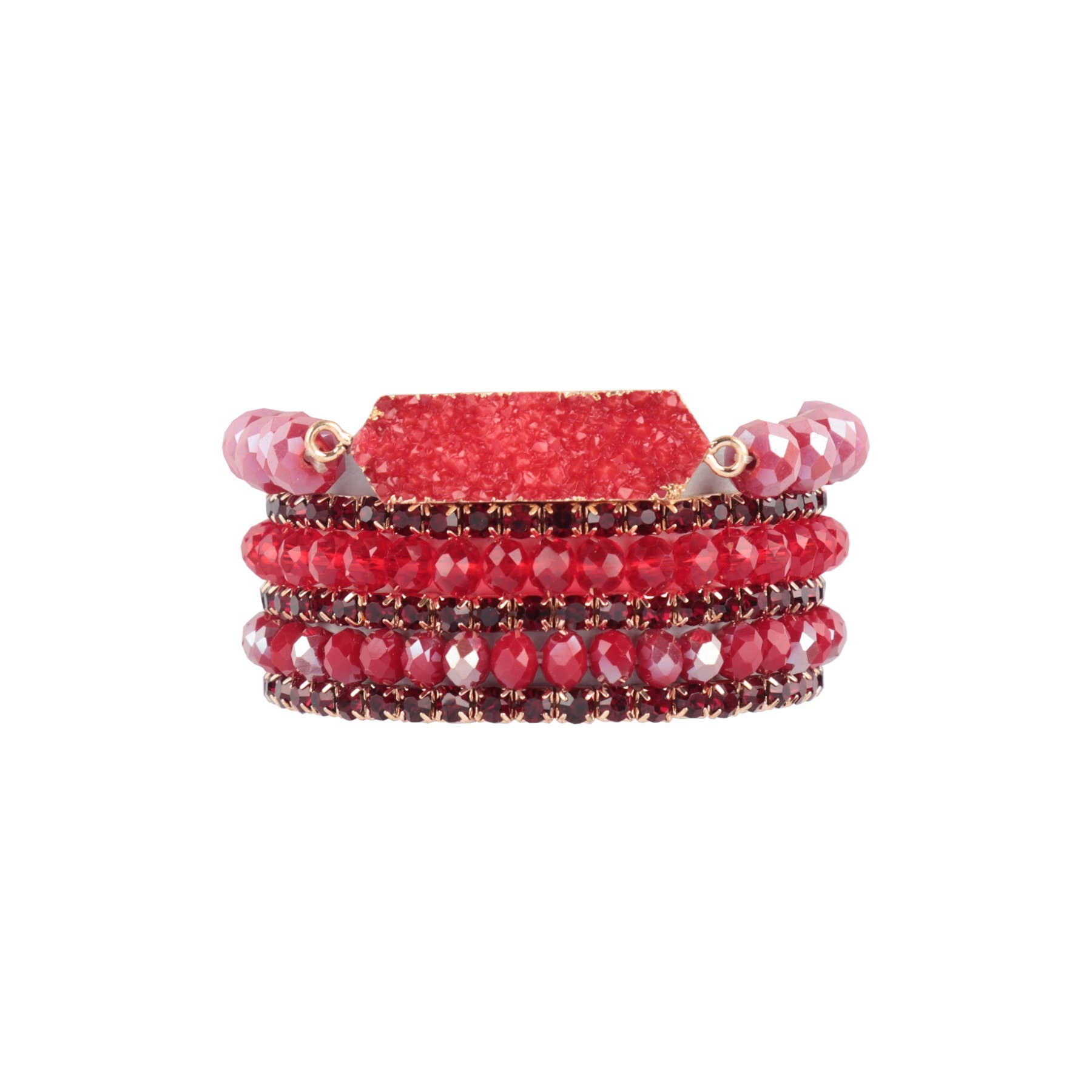 MYS Wholesale Inc - Wholesale Jewelry Set - Druzy Rhinestone Rondelle Beads Mix Stackable Bracelet Set1
