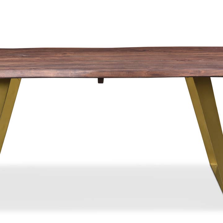 Timbergirl Seesham Live Edge Dining Table Gold Legs for wholesale by Timbergirl