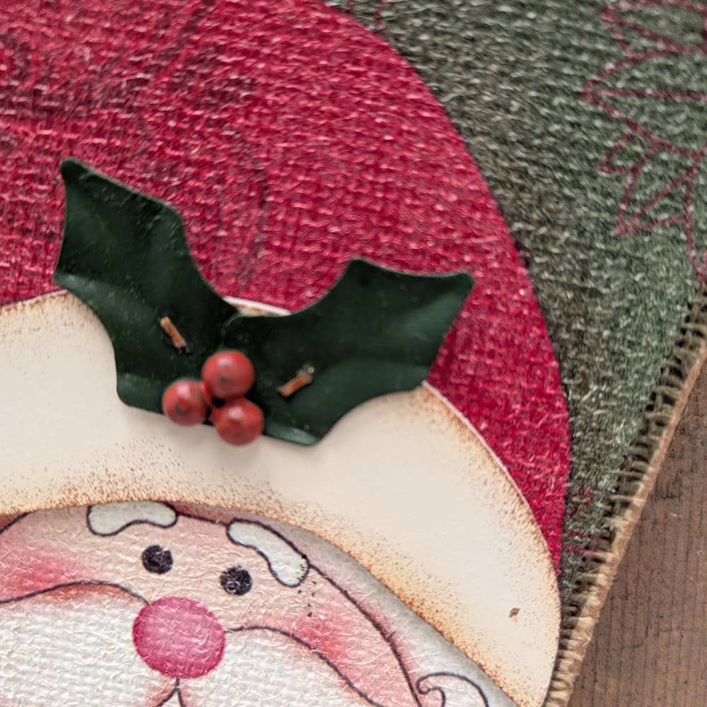 A.T. Imports - Wholesale Christmas Decoration - Burlap on Particle Board Santa Stocking Wall Hanger1