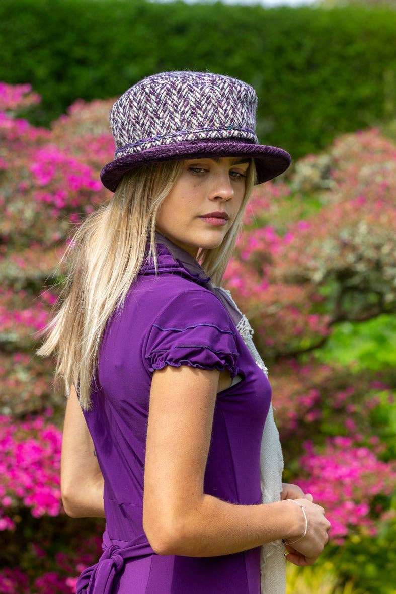 Proppa Toppa Hats - Wholesale Fedora - Women's - Herringbone Purple Wool Vintage Small Boned Brim Limited Edition2