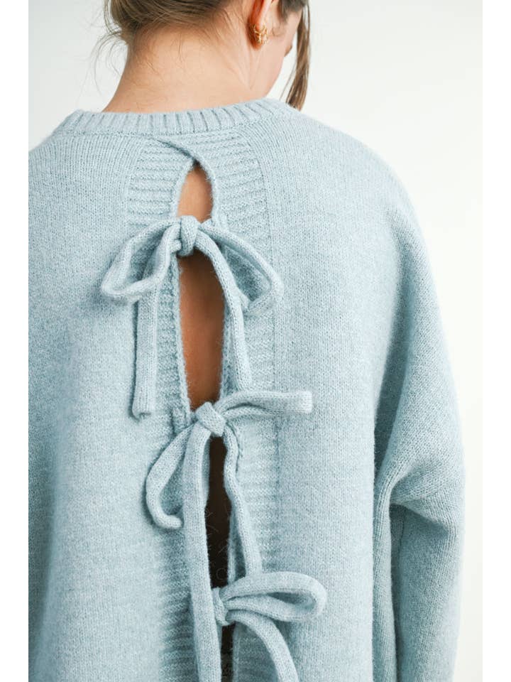 Peace Love Line - Wholesale Knit Sweater - Women's - PL8848 - SOLID TIE BACK SWEATER TOP23
