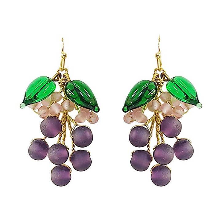 Pendientes de hojas y bayas con cuentas 3 x 4,5 cm para venta al por mayor de Shared Earth