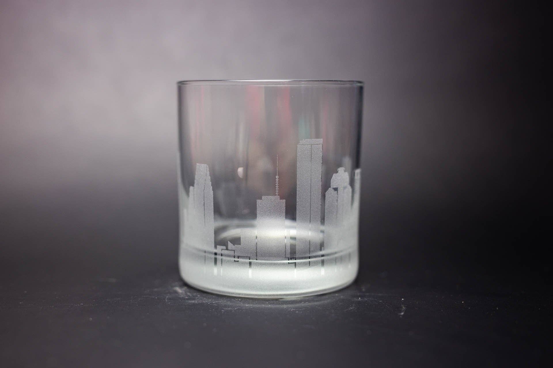 Urban & Etched - Wholesale Cocktail/Liquor Glass - Houston, Texas Skyline Rocks Glass4