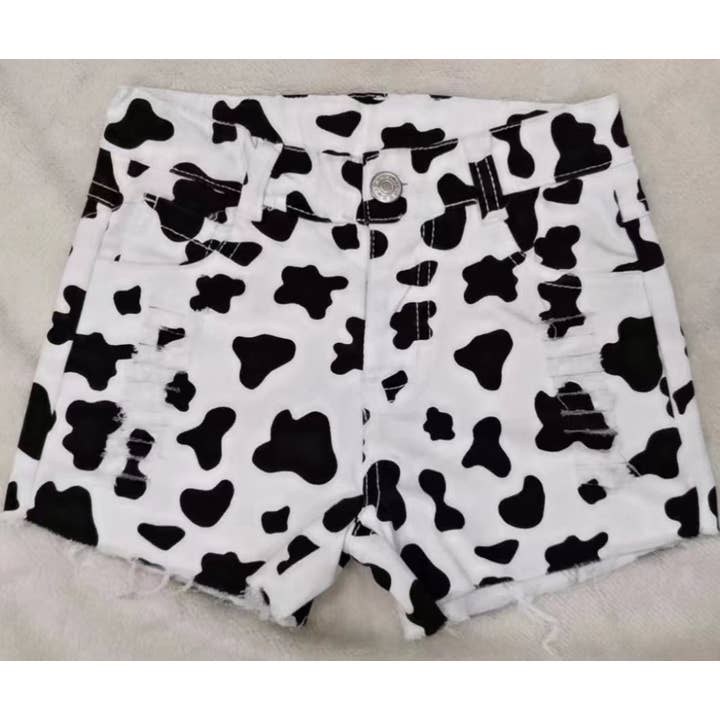 Aier Wholesale - Wholesale Shorts - Kids - Baby Girls cow print summer denim shorts2