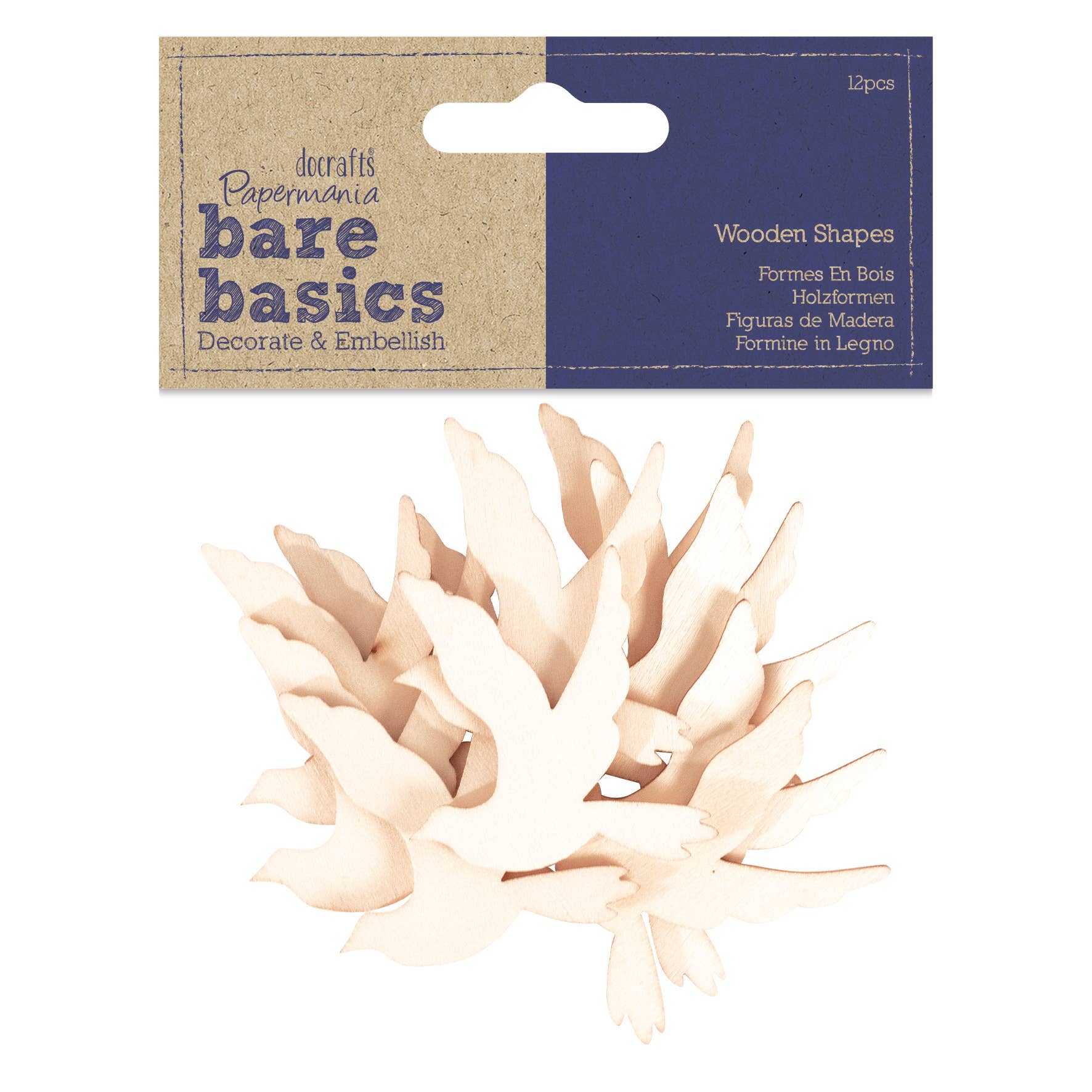 West Design Products – wholesale Craft supplies – Bare Basics - Wooden Shapes (12pcs) - Doves1