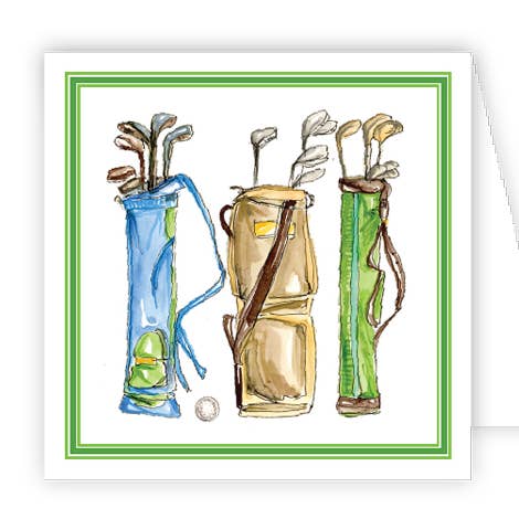 Tarjeta de cierre para bolsas de golf vintage pintadas a mano para venta al por mayor de RosanneBeck Collections