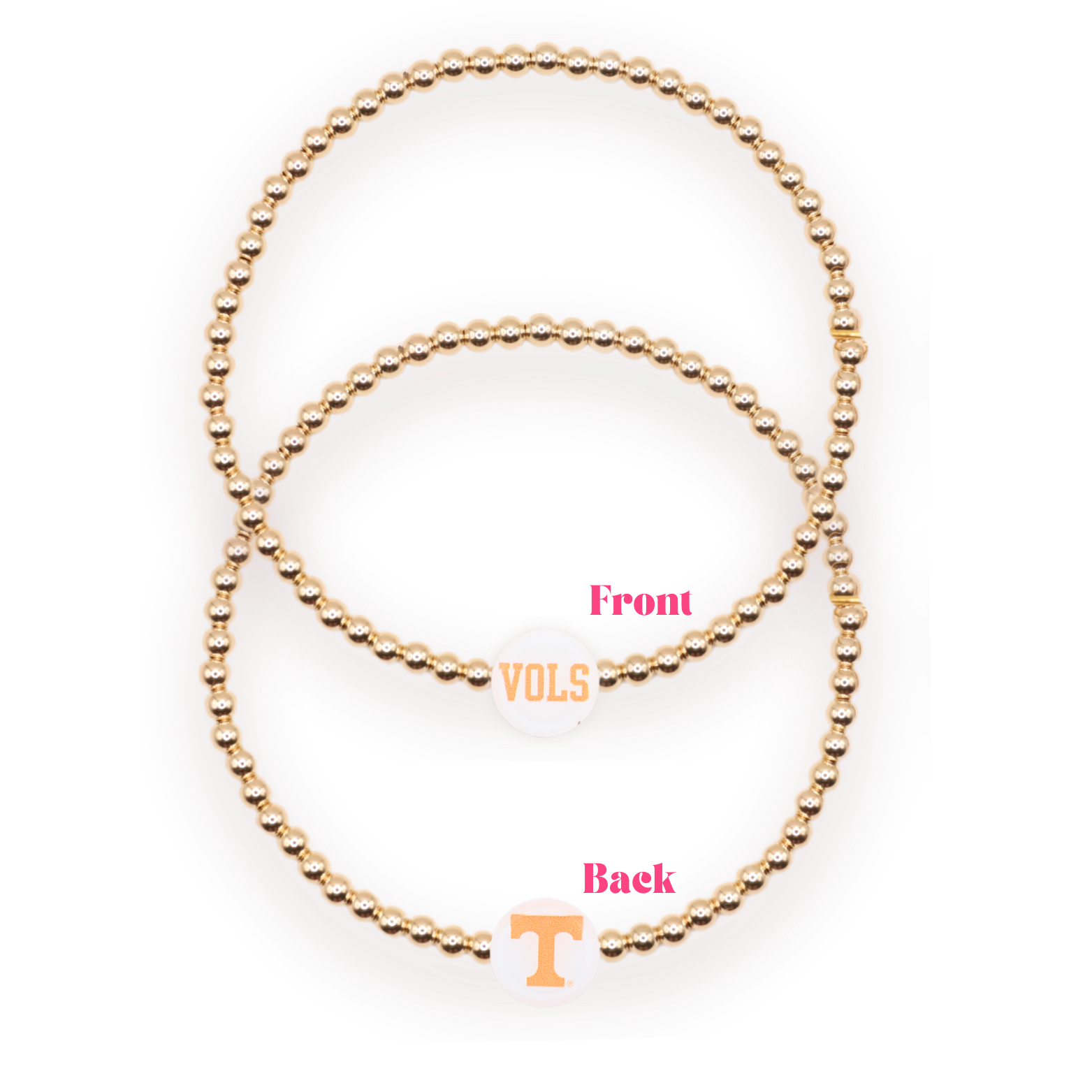 Beaded Blondes - Wholesale Beaded Bracelet - Tennessee Logo Flip Bracelet on Gold1