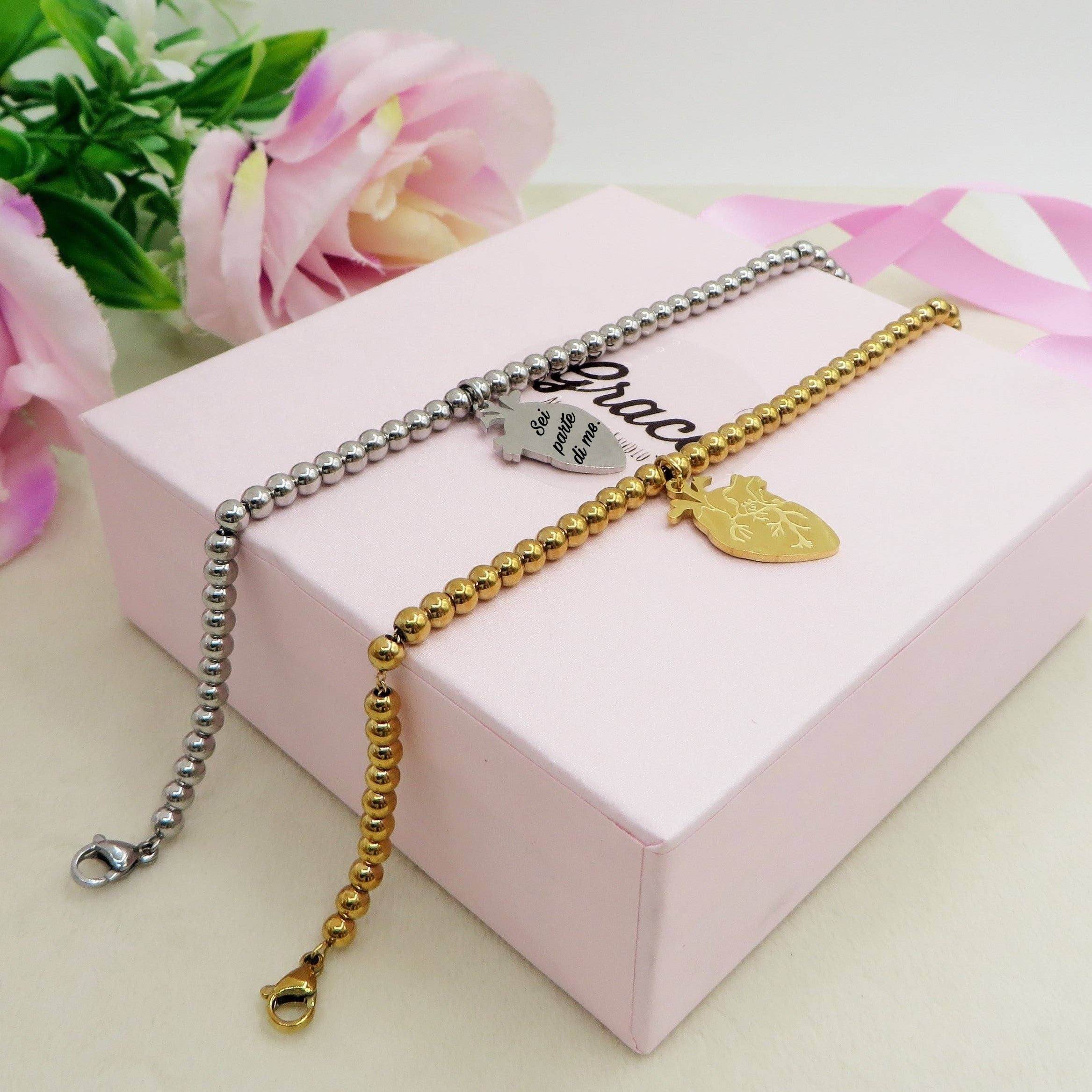 Daemon srls - Wholesale Charm/Dangle Bracelet - HUMAN HEART charm BRACCIALE  Pallini ~ ACCIAIO inossidabile - Bracciale cuore anatomico con ciondoli15