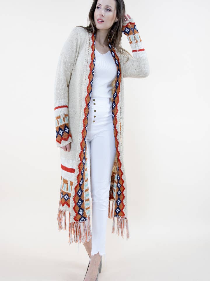 Tribal Cardigan with Fringe for wholesale by Original USA