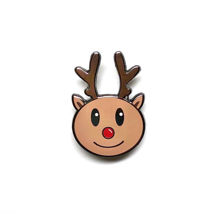 Red Nosed Reindeer Enamel Pin for wholesale by Oh So Simple Creations