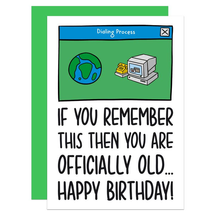 Dial Up Internet Birthday A6 Card for wholesale by TeePee Creations