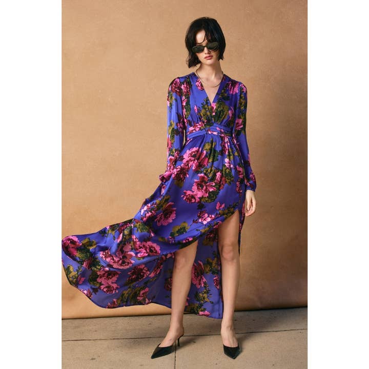 MIDNIGHT FLORAL Mesmerizing Essence Pleated Waist Maxi Dress for wholesale on Faire4