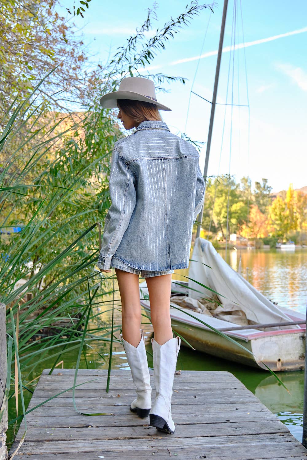 Blue B - Wholesale Denim Jacket - Women's - 22262J - High Luxury Embellished Sparkle Stone Stripe Jacket24