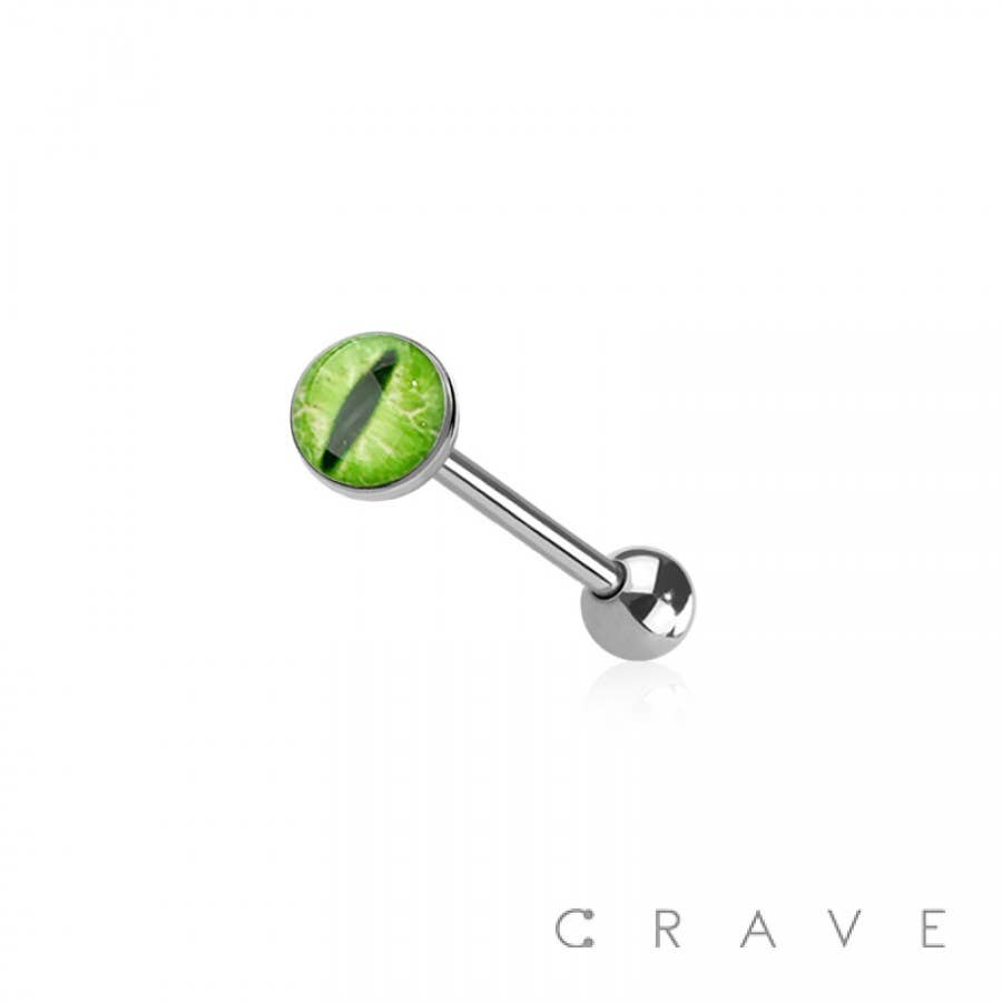 CRAVE – wholesale Tongue ring – EPOXY ACRYLIC EVIL DARK EYE 316L SURGICAL STEEL TONGUE BARBE1