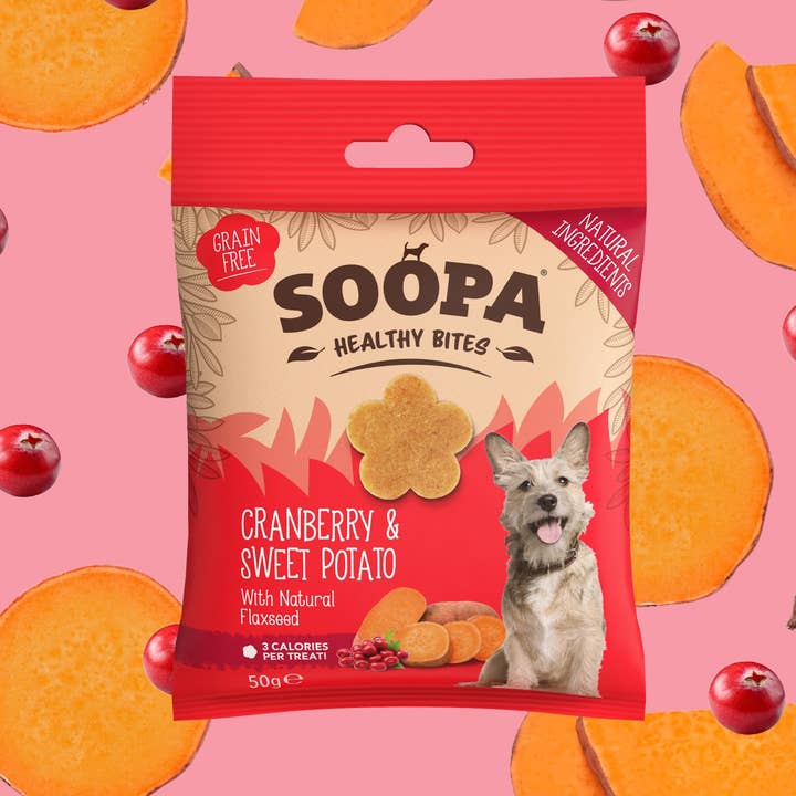 Cranberry & Sweet Potato Dog Treats for wholesale by Soopa US