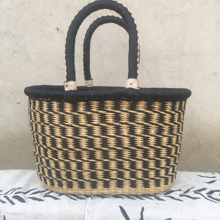 Panier oval noir et naturel – Grand (Vente en gros) pour la vente par ARA BOLGA BASKETS LLC
