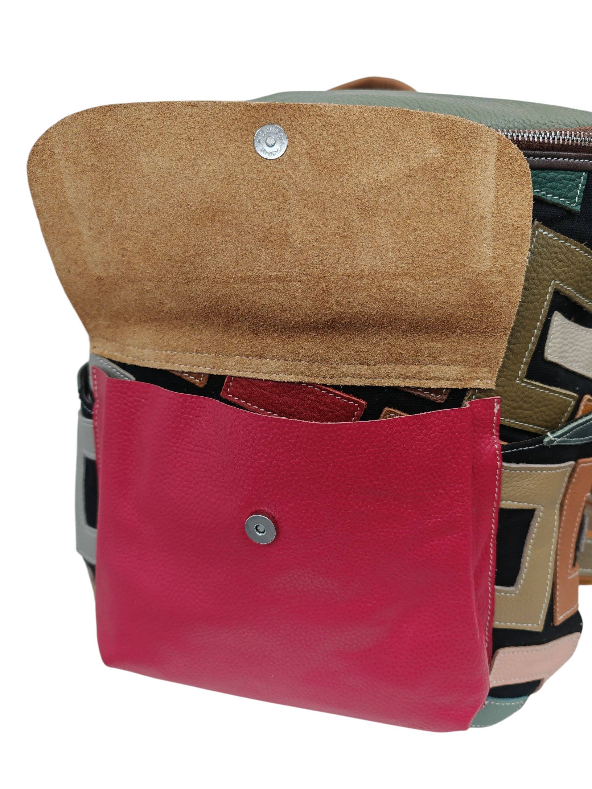 Superbia - Wholesale Backpack - Women's - Hand Made Real Leather Multicolor Patchwork Backpack Bag2