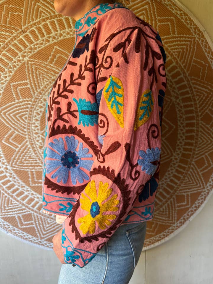 ToutVintage - Vente Veste – femme - Veste brodée TNT Vieux rose