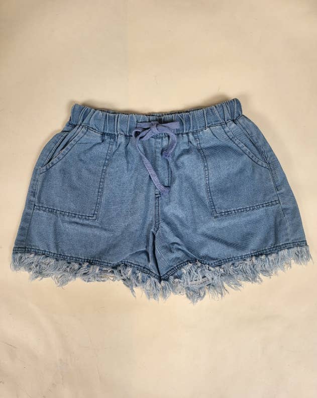 TREND SHOP - Wholesale Shorts - Women's - DENIM DRAWSTRING TASSEL DETAIL SHORT PANT4