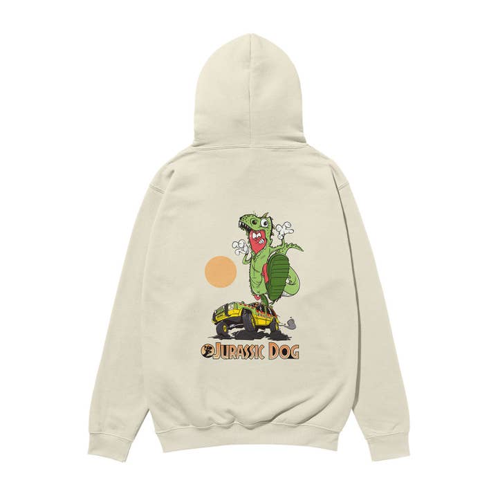 Sweat à capuche organique Jurassic Dog Heavyweight en pierre pour la vente par Weekend Concept