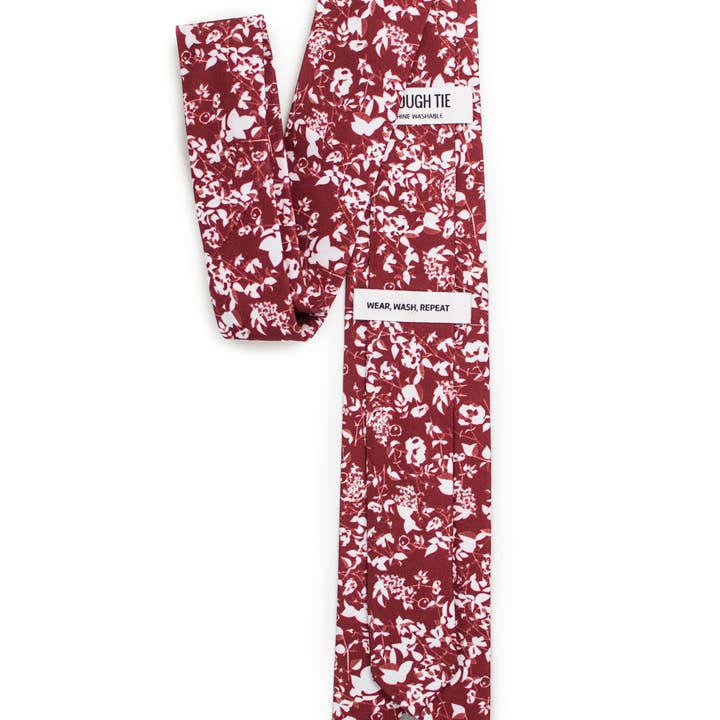 Tough Apparel - Wholesale Necktie - Men's - Sitka - Floral Silhouette Crimson Red Tie