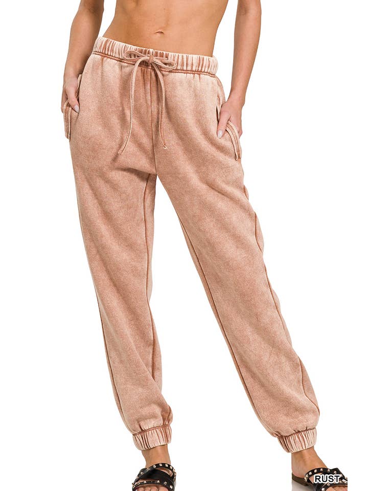 42POPS - Wholesale Lounge Sweatpants/Joggers - Women's - `.Washed Fleece Sweatpants with pockets Reg/Plus4