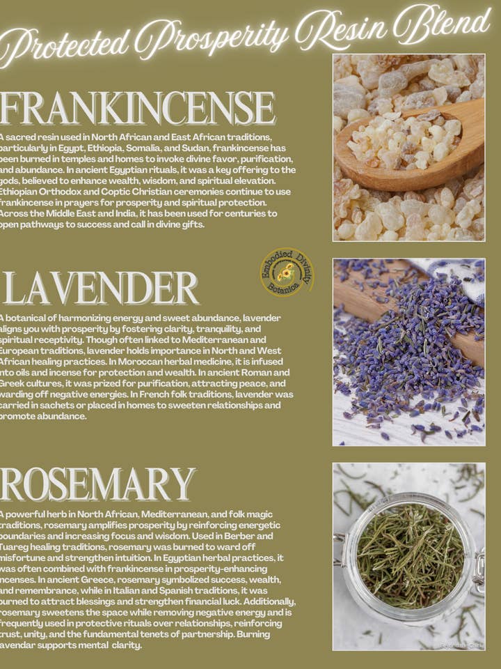 Mélange de Résine de Prospérité Protégée pour la vente par Embodied Divinity Botanica