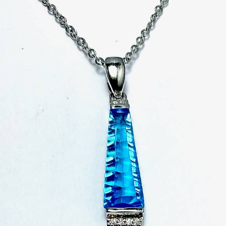 Fancy Cut Helenite & CZ Sterling Silver Pendant for wholesale by Twan Kee Jewelry