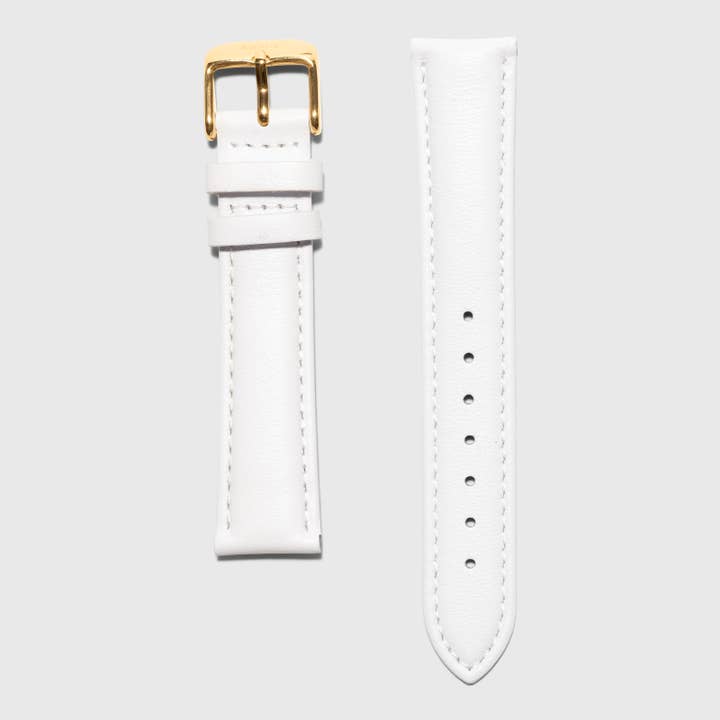 KRAEK Watches – Großhandel Uhrenarmband – Damen – Weißes Lederband mit goldener Schnalle | 16 mm