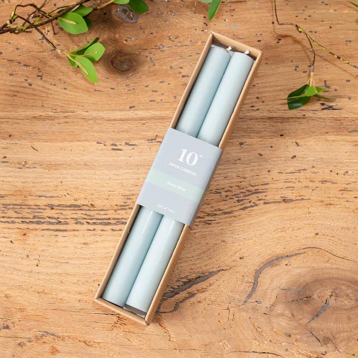 Costal Blue Taper Candle 10 in. (Set of 2) (Pk/08 Sets) for wholesale by Audrey's Home & Gift