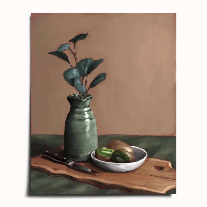 The Ugly Cat Studio - Wholesale Art Print - Eucalyptus and Kiwi Still Life Art Print3
