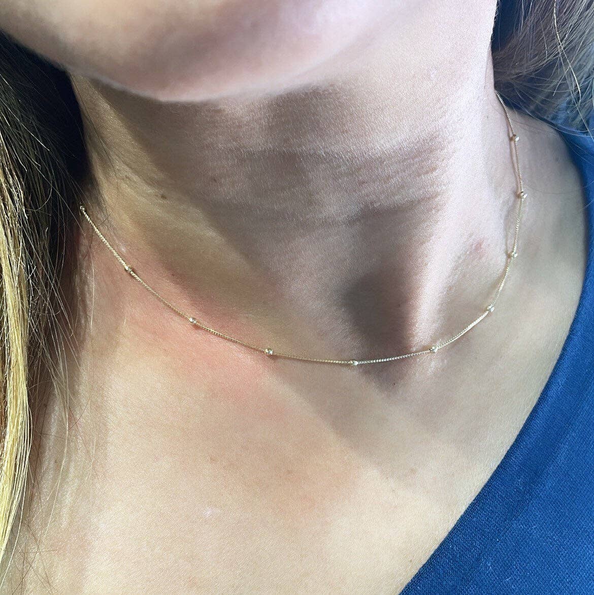 Milie - Wholesale Link & Chain Necklace - 18k Gold Filled Ultra Thin 0.6mm Satellite Chain5