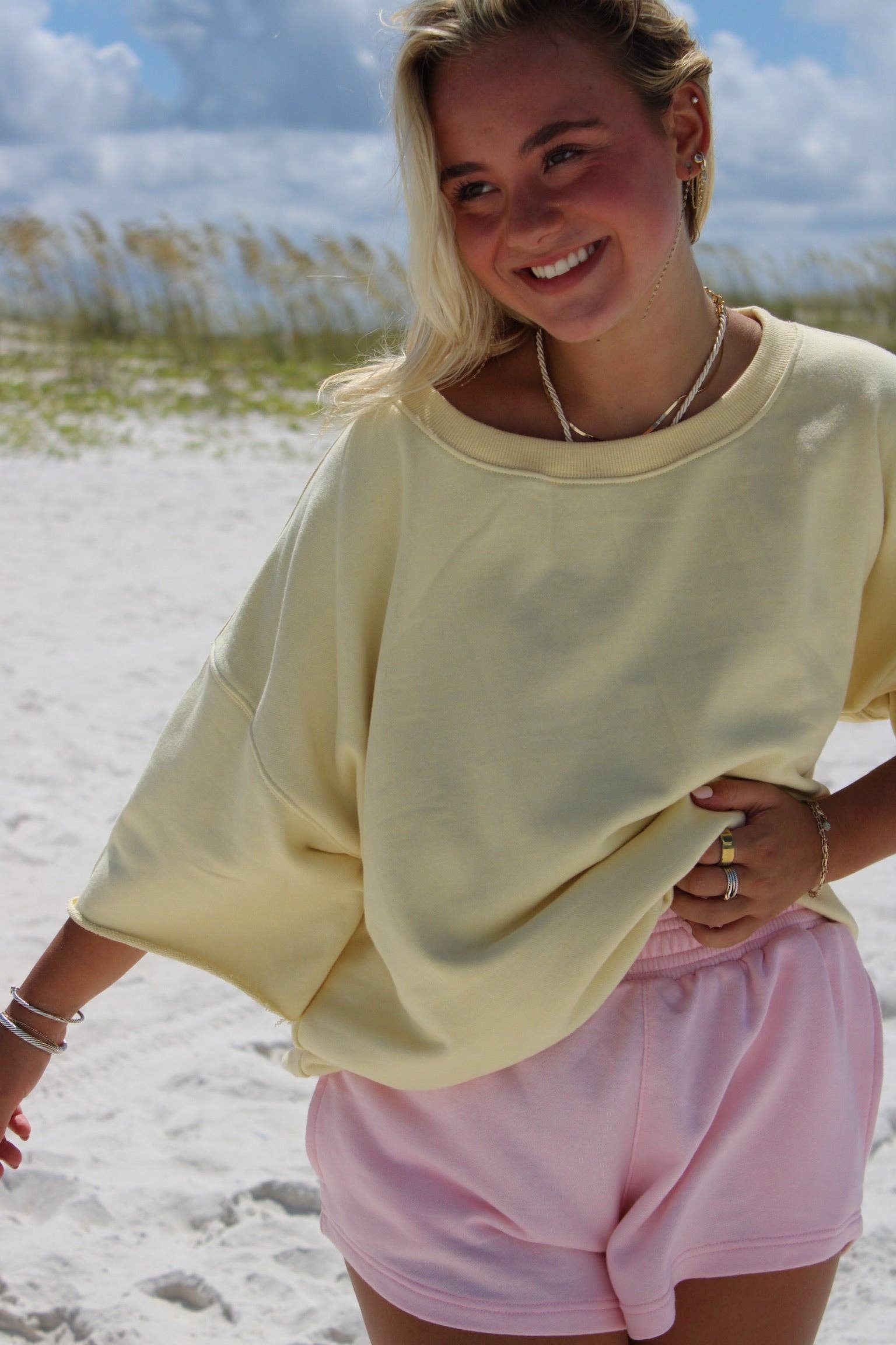 Skipp The Brand - Wholesale Sweatshirt - Women's - Lemon Crop Sleeve Crew3