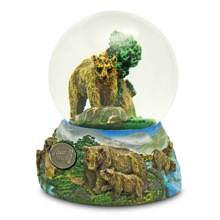 Animals Forever, Inc - Wholesale Snow Globe - Grizzly Bear 100mm Musical Snow Globe {Click Customize}