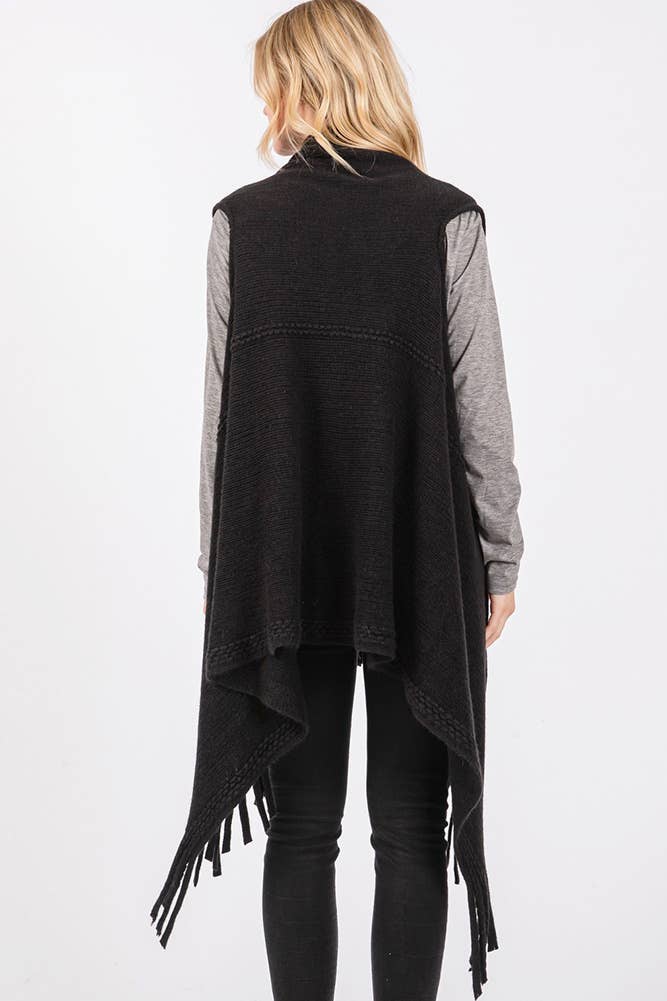 Hana - Vente Veste sans manches – femme - Gilet d'hiver en tricot à pompons à pois gaufrés3