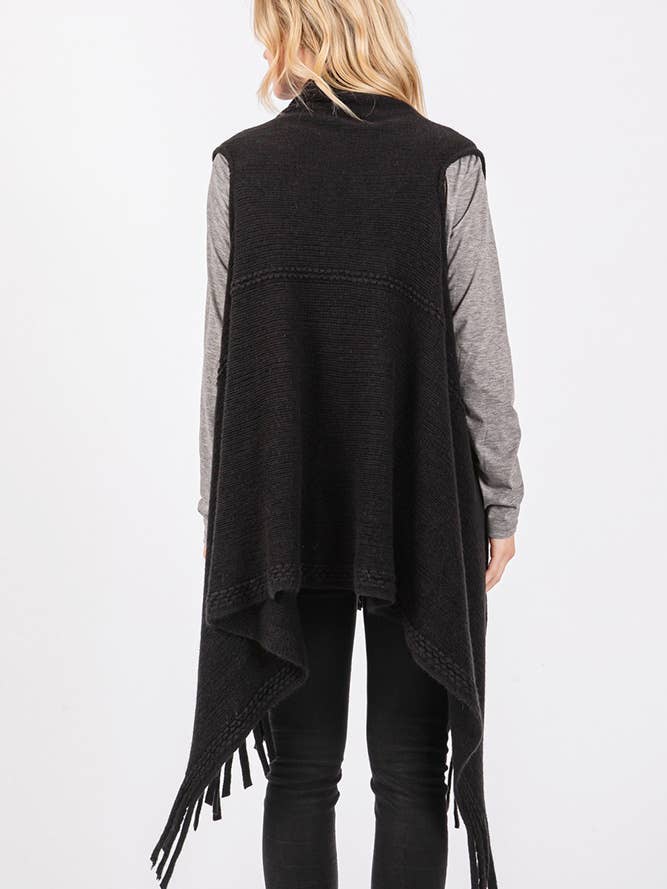 Hana - Vente Veste sans manches – femme - Gilet d'hiver en tricot à pompons à pois gaufrés3