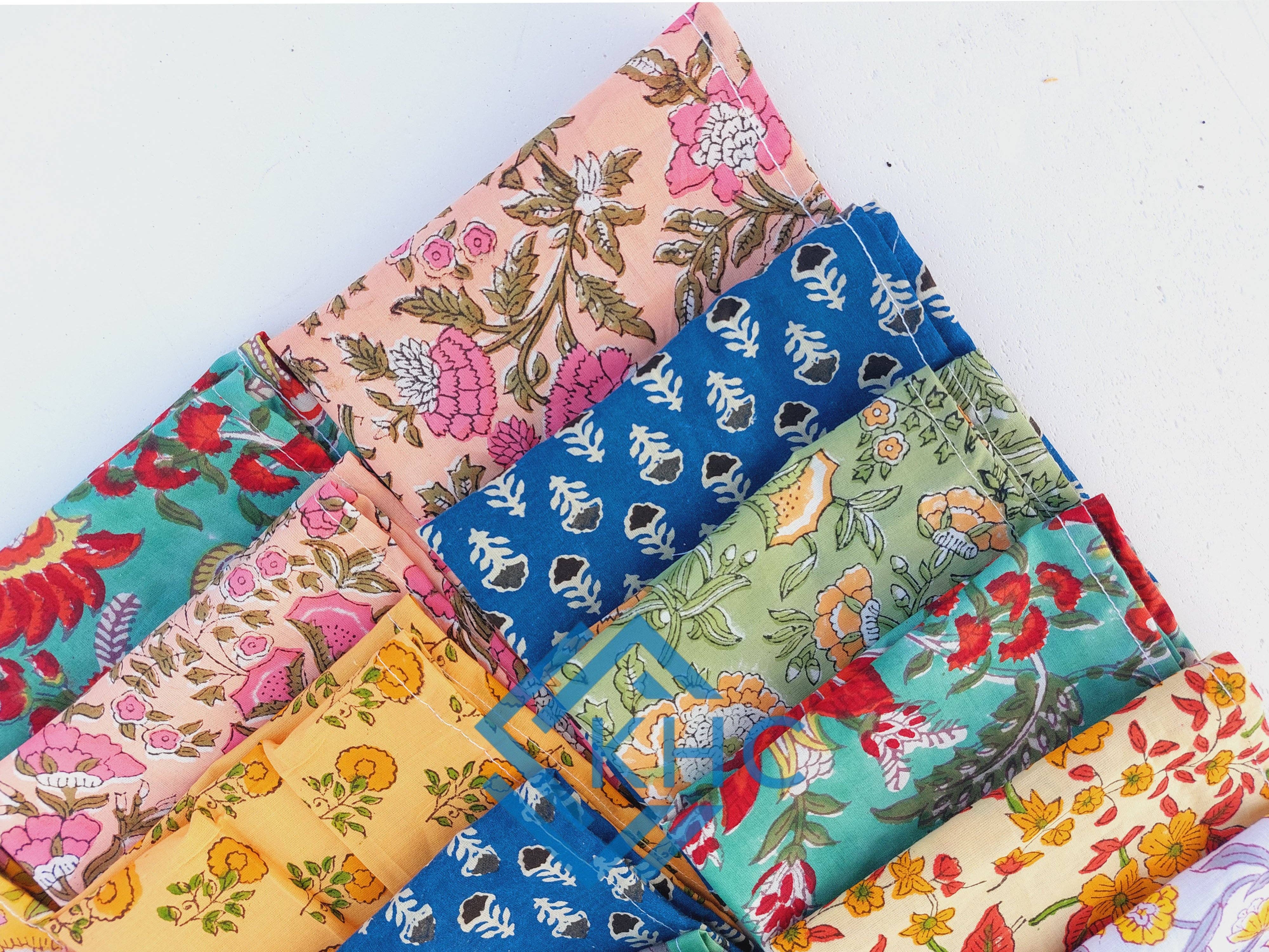 KHC – wholesale Dinner & cloth napkin – Assorted Cotton Fabric Floral Napkin Lot Of 20 Pcs5