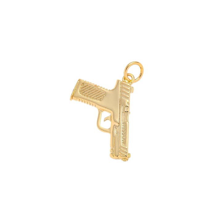 18k Gold Hand Gun Charm Polished Pistol Pendant CPG2194 for wholesale by Jewel Pledge