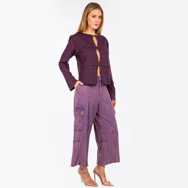 Cotton Stonewashed Cargo Capri Pant for wholesale by Avatar Imports LLC