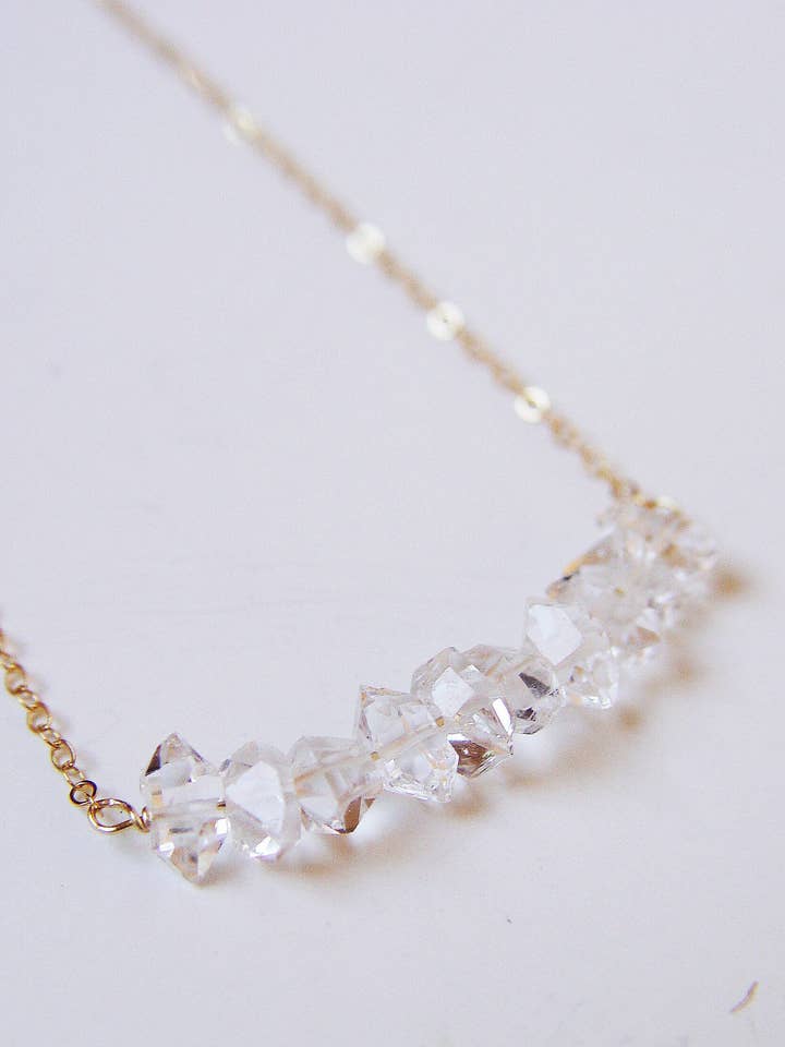Herkimer Diamond Cluster Gold Necklace for wholesale by Friedasophie